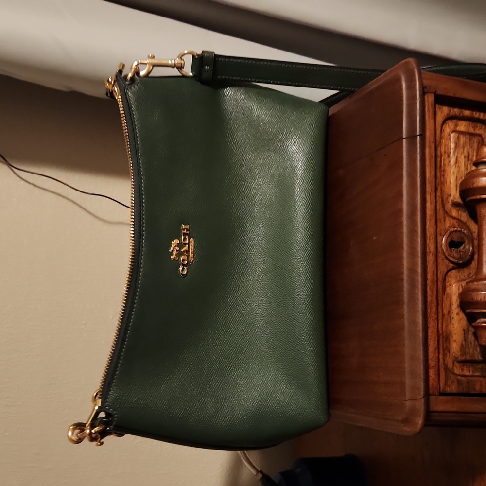 Coach clara purse in green. Gold hardware, shoulder strap and crossbody strap.
